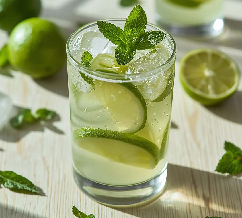 Przepis na mrożoną herbatę Lime Detox z limonką i miętą